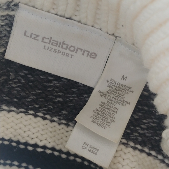Vtg Liz Claiborne Striped Turtleneck Sweater - Picture 5 of 6